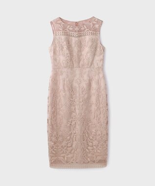 GRACE CONTINENTAL コ－ド刺繍タイトドレス ピンク