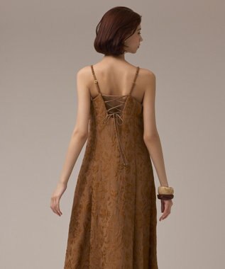 GRACE CONTINENTAL リーフジャガードキャミワンピース キャメル