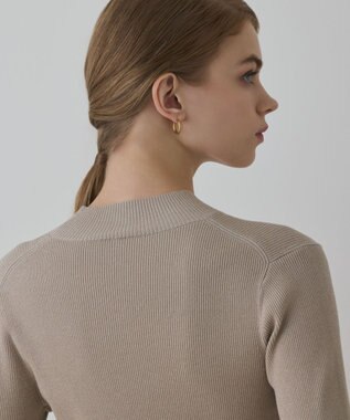 GRACE CONTINENTAL ラメリブニットトップ ベージュ