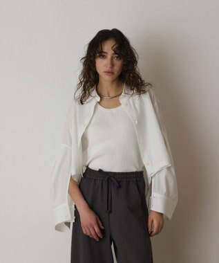 GRACE CONTINENTAL Uネックリブニットトップ ホワイト