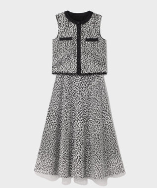 GRACE CONTINENTAL フェザーembドレス ホワイト