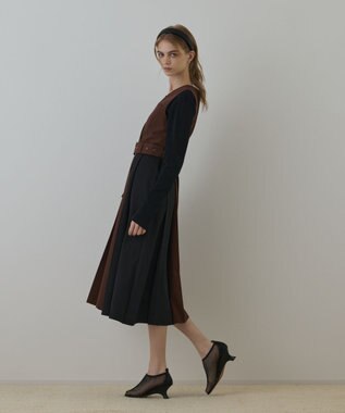 GRACE CONTINENTAL プリーツジャンパースカート ブラウン