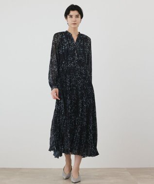  ミナモドットプリントプリーツワンピース