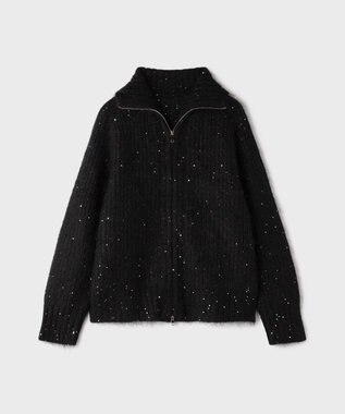 GRACE CONTINENTAL スパンコールニットカーディガン ブラック
