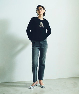 GRACE CONTINENTAL エンブレム刺繍ニットトップ ブラック