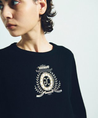 GRACE CONTINENTAL エンブレム刺繍ニットトップ ブラック