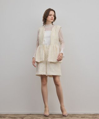 GRACE CONTINENTAL カットジャガードペプラムジレ キナリ