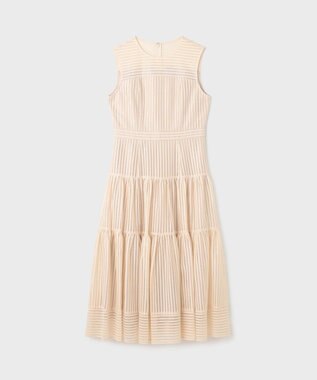 GRACE CONTINENTAL ストライプレースフレアドレス ベージュ