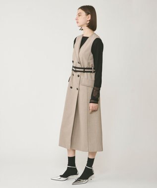 GRACE CONTINENTAL アシンメトリーカラーワンピース ベージュ