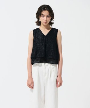 GRACE CONTINENTAL シフォンカットジャガードトップ ブラック