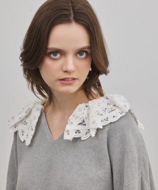 GRACE CONTINENTAL レースカラーニットトップ グレー