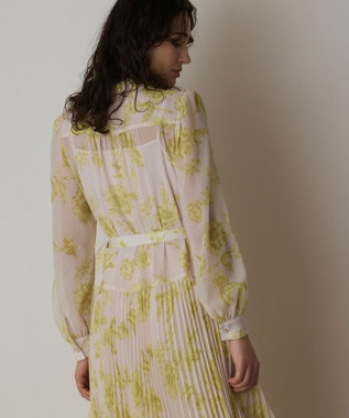 GRACE CONTINENTAL フラワープリントプリーツワンピース イエロー