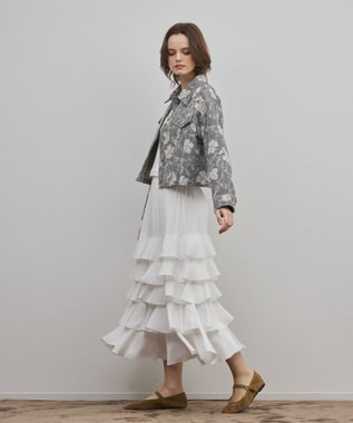 GRACE CONTINENTAL ボタニカルジャガードジャケット チャコール