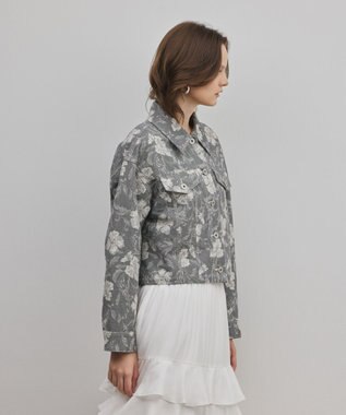 GRACE CONTINENTAL ボタニカルジャガードジャケット チャコール