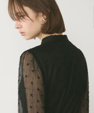 GRACE CONTINENTAL ビーズ刺繍ドットドレス ブラック