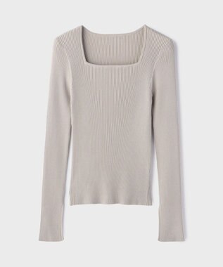 GRACE CONTINENTAL ハイゲージリブニットトップ グレー