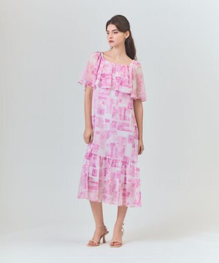 GRACE CONTINENTAL シフォンプリントドレス ピンク