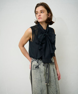 GRACE CONTINENTAL シアーボウタイノースリーブ ブラック