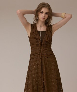 GRACE CONTINENTAL レースロングカーディガン ブラウン