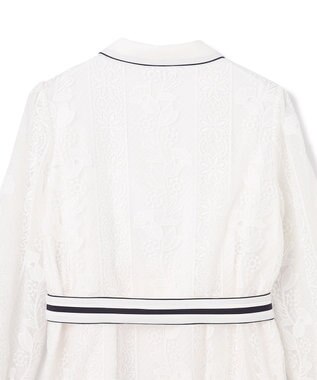 GRACE CONTINENTAL ストライプフラワー刺繍ワンピース ホワイト