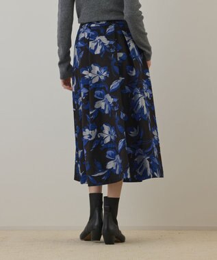GRACE CONTINENTAL ラメフラワージャガードスカート ブルー