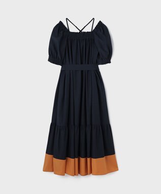 GRACE CONTINENTAL ギャザーロングワンピース ネイビー