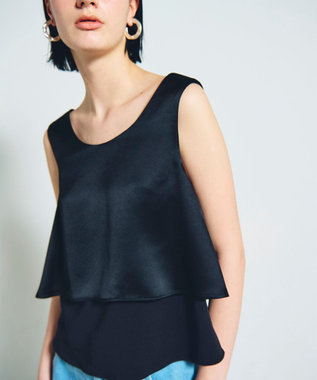 GRACE CONTINENTAL バックコンシャスサテンノースリーブ ブラック
