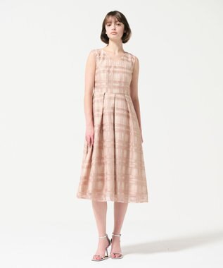 GRACE CONTINENTAL スパンコールチェックドレス ピンク