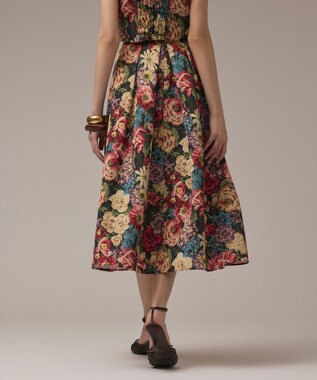 GRACE CONTINENTAL アンティークフラワータックスカート レッド