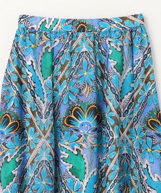 GRACE CONTINENTAL シフォンプリントギャザースカート ブルー