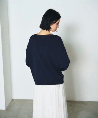 GRACE CONTINENTAL ルーズVネックニットカーディガン ネイビー