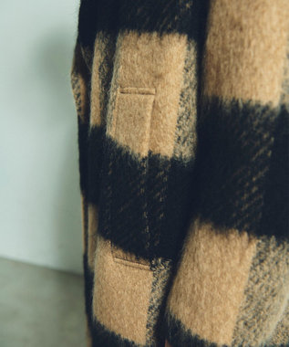 GRACE CONTINENTAL シャギーチェックチェスターコート キャメル