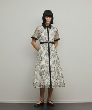GRACE CONTINENTAL フラワーコード刺繍ワンピース