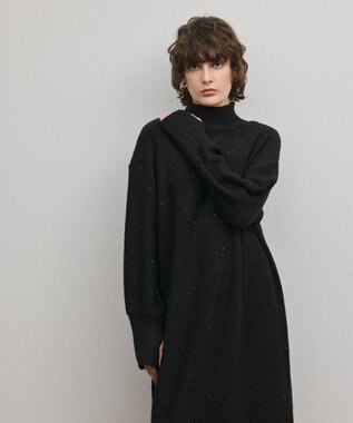 GRACE CONTINENTAL スパンコールニットワンピース ブラック