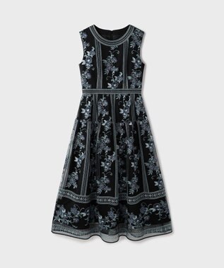 GRACE CONTINENTAL 【イベント店舗・ONLINE STORE先行アイテム】フラワーライン刺繍ドレス ブラック