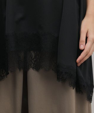 GRACE CONTINENTAL サテンレースキャミ ブラック