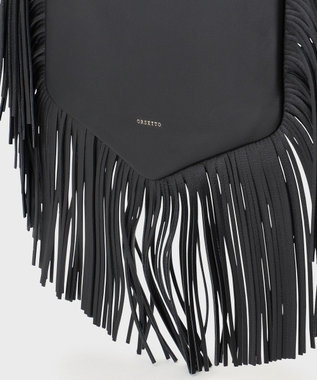 GRACE CONTINENTAL ORSETTO フリンジバッグ ブラック