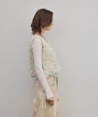 GRACE CONTINENTAL フリンジチュールベスト キナリ