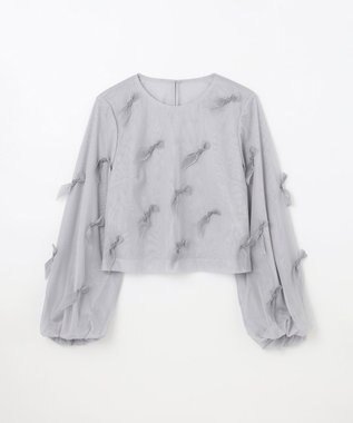 GRACE CONTINENTAL リボンチュールトップ グレー