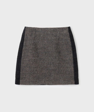 GRACE CONTINENTAL シャギーチェックミニスカート ブラウン