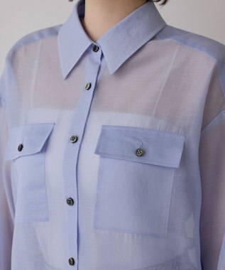 GRACE CONTINENTAL マットシアーシャツ ブルー