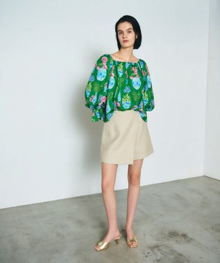 GRACE CONTINENTAL フラワーベースプリントトップ グリーン