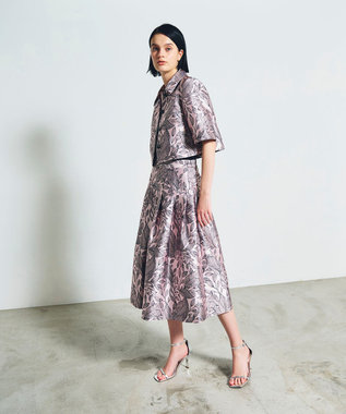 GRACE CONTINENTAL ボタニカルジャガードシャツ ピンク