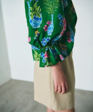 GRACE CONTINENTAL フラワーベースプリントトップ グリーン