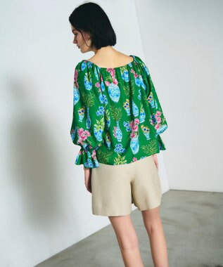 GRACE CONTINENTAL フラワーベースプリントトップ グリーン