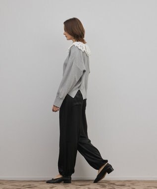 GRACE CONTINENTAL レースカラーニットトップ グレー