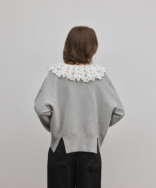 GRACE CONTINENTAL レースカラーニットトップ グレー
