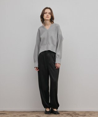 GRACE CONTINENTAL レースカラーニットトップ グレー