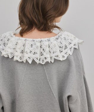 GRACE CONTINENTAL レースカラーニットトップ グレー