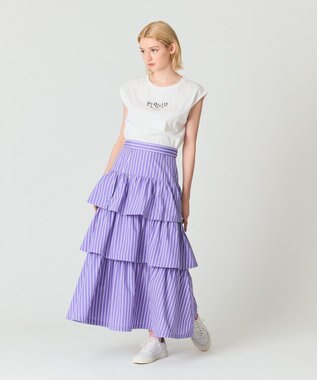 GRACE CONTINENTAL ストライプラッフルスカート パープル